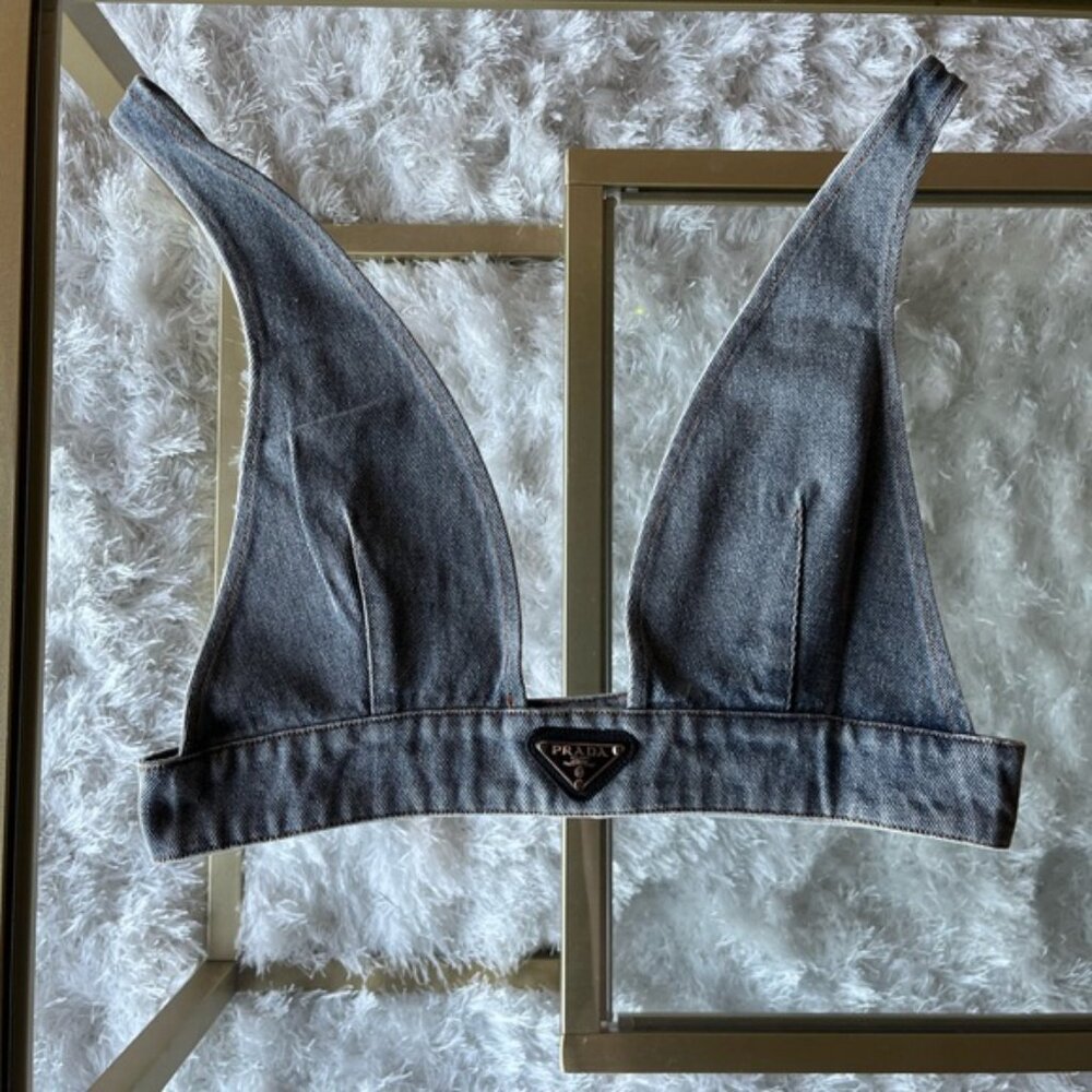 Prada denim bralette crop top size medium - Picture 2 of 6